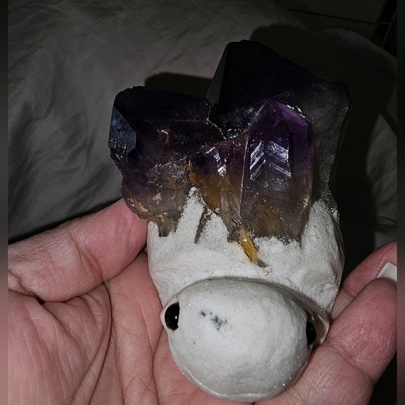 Amethyst 🐢Turtle! 365 grams, 9 x 9 cm (approx.) from head to end of Amethyst🐢 - Picture 10 of 17